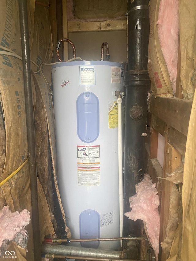 utility room with electric water heater