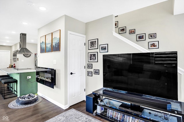 interior space featuring dark hardwood / wood-style flooring