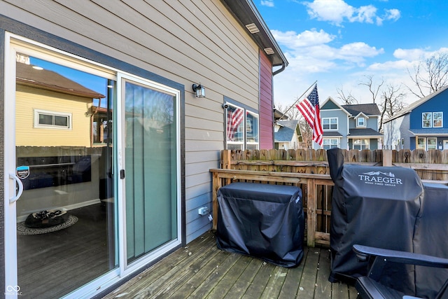 deck featuring area for grilling