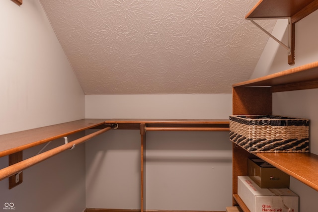 spacious closet with vaulted ceiling