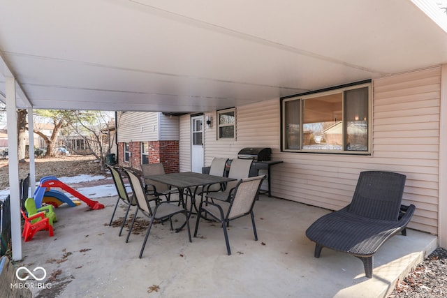 view of patio with a grill