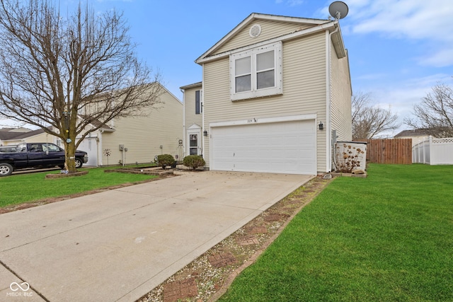 front of property featuring a garage and a front lawn