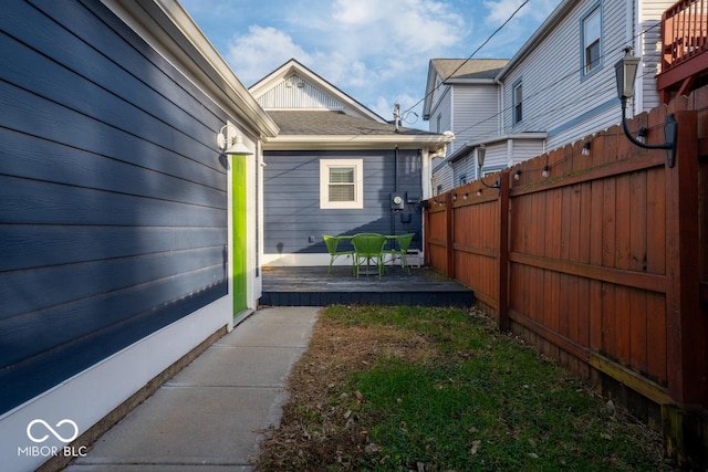 view of yard featuring a wooden deck