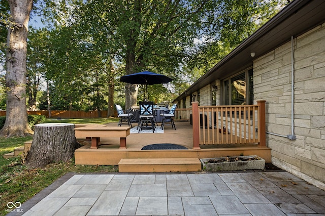 view of patio featuring a wooden deck