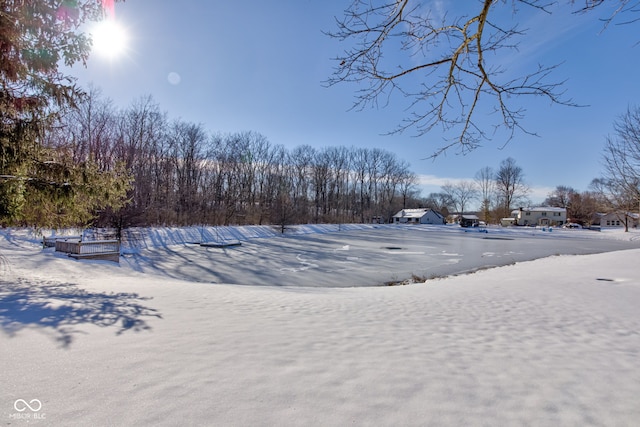 view of yard layered in snow