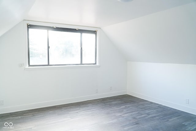 additional living space with dark hardwood / wood-style floors and lofted ceiling