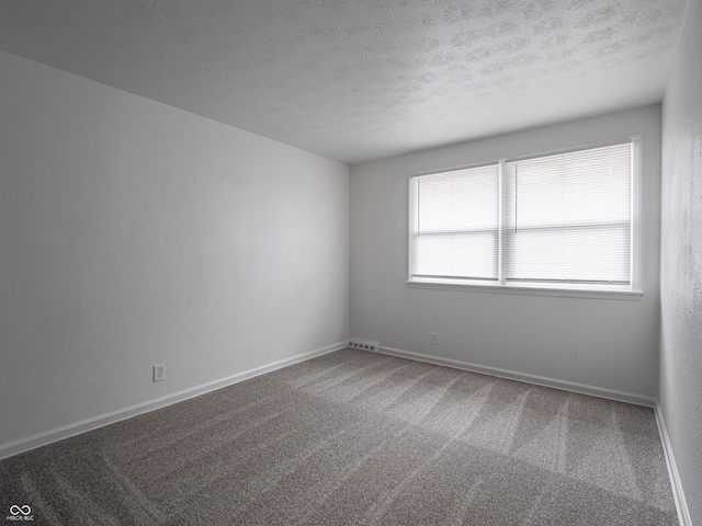 unfurnished room with carpet floors and a textured ceiling