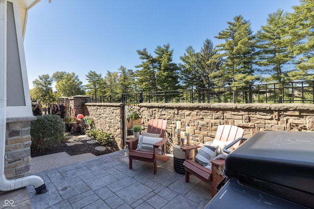 view of patio / terrace with a grill