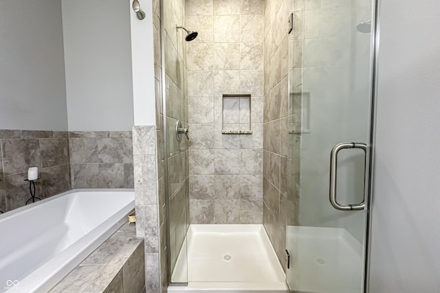 bathroom with plus walk in shower