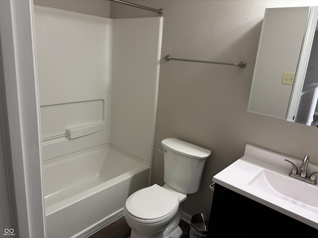 full bathroom with vanity, toilet, and tub / shower combination