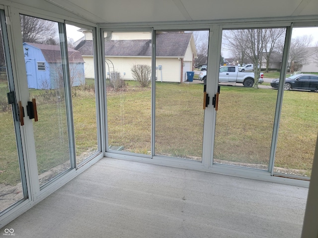 view of unfurnished sunroom