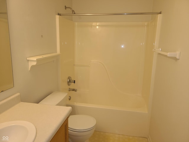 full bathroom featuring vanity, toilet, and shower / bathtub combination