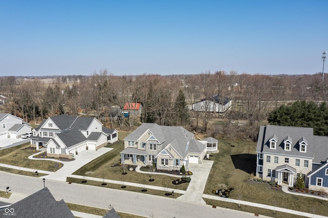 birds eye view of property with a residential view