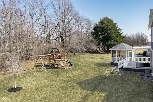 view of yard with a playground