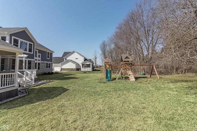 view of yard featuring a playground