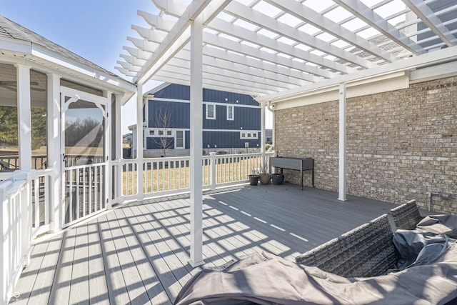 deck featuring a pergola