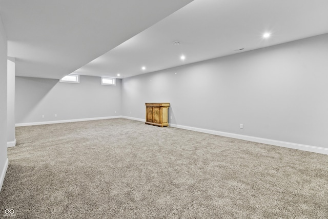 78 Chatham Brook Dr, Westfield, IN 46074 - basement featuring recessed lighting, carpet, and baseboards