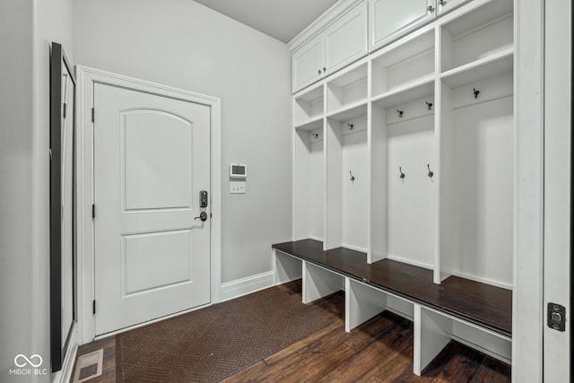 mudroom featuring dark hardwood / wood-style flooring