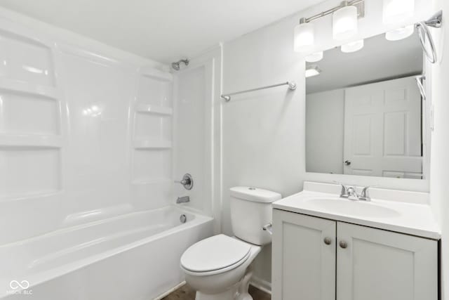 full bathroom with vanity, toilet, and shower / washtub combination