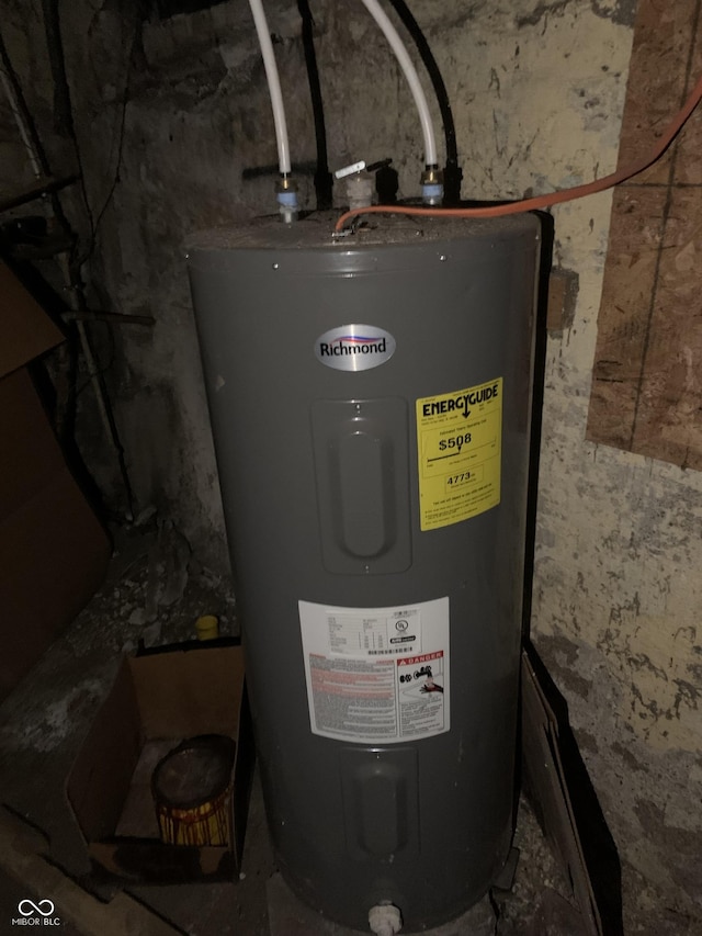 utility room featuring electric water heater