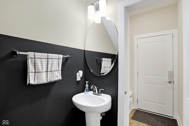 bathroom featuring hardwood / wood-style flooring and sink