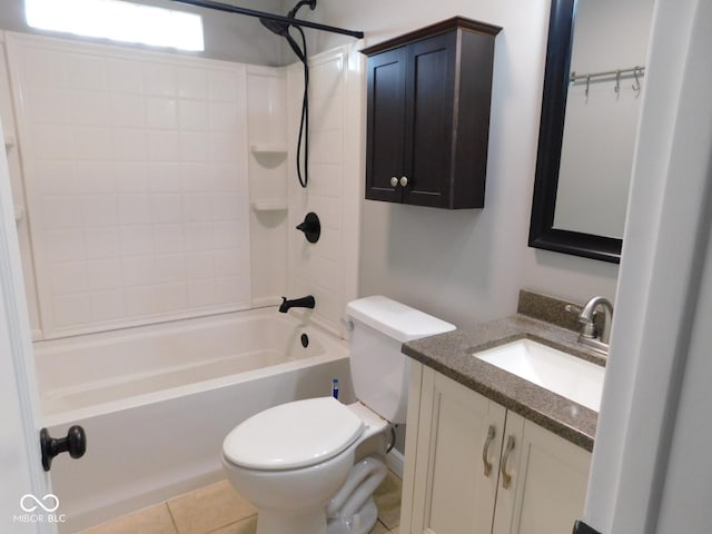 full bathroom with tile patterned floors, vanity, toilet, and shower / bathing tub combination