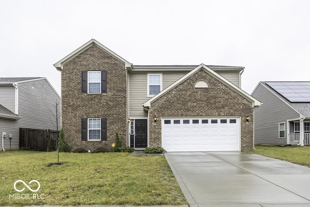 front facade featuring a front yard