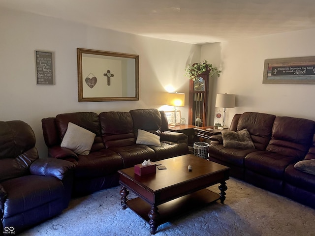 living room with carpet floors