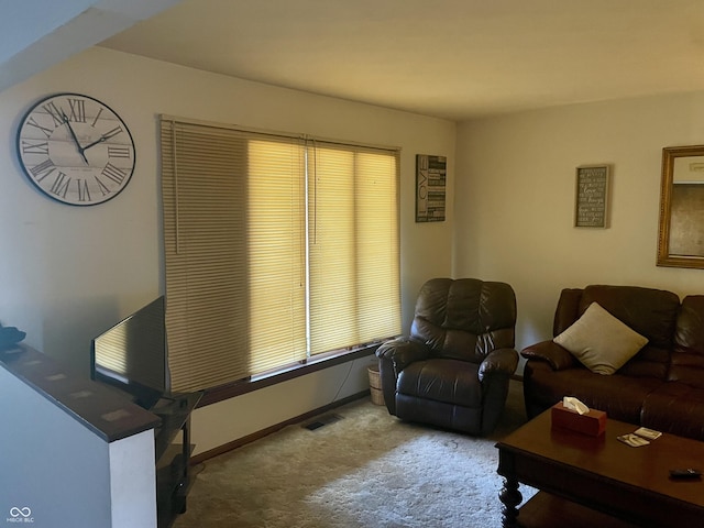 living room featuring carpet flooring