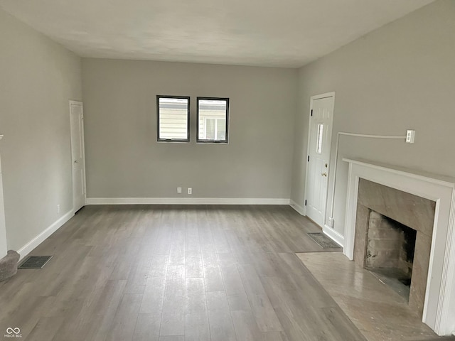 unfurnished living room featuring light hardwood / wood-style floors