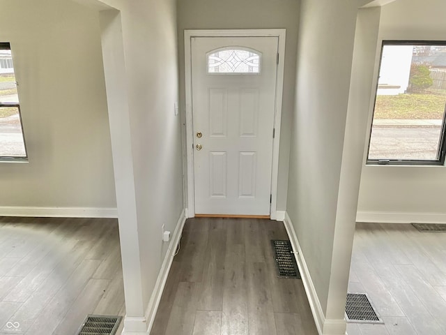 doorway to outside featuring hardwood / wood-style flooring