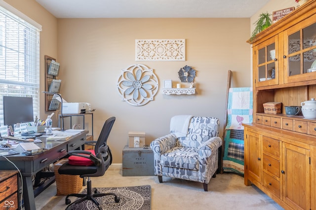 view of carpeted office space