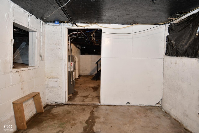 basement with electric water heater