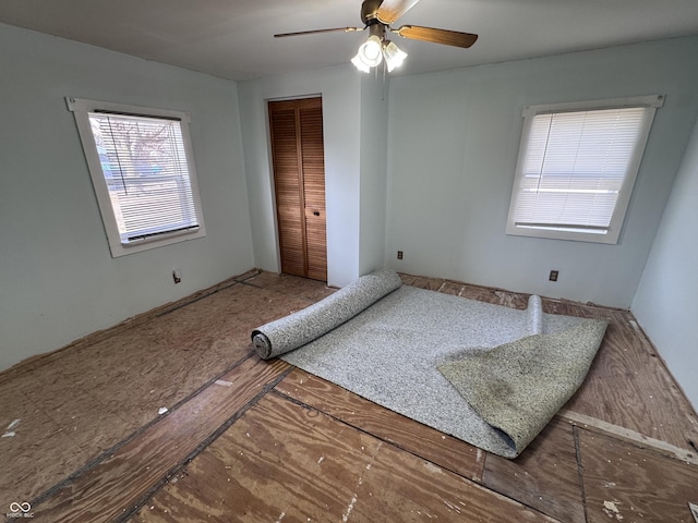 bedroom featuring a closet and ceiling fan