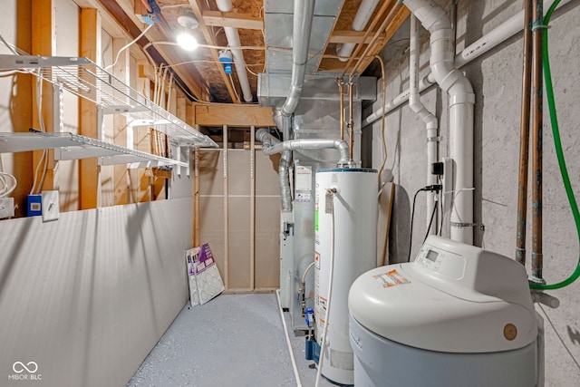 utility room featuring water heater