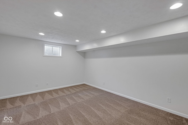 basement with carpet floors