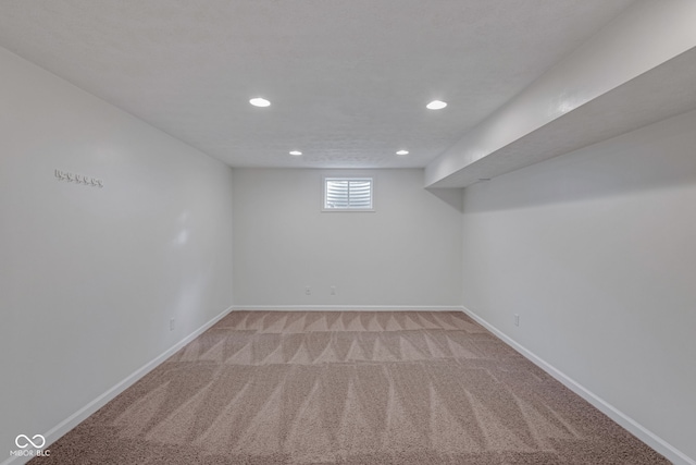 basement with light carpet