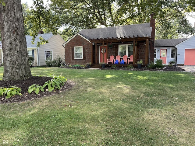 ranch-style home with a front lawn