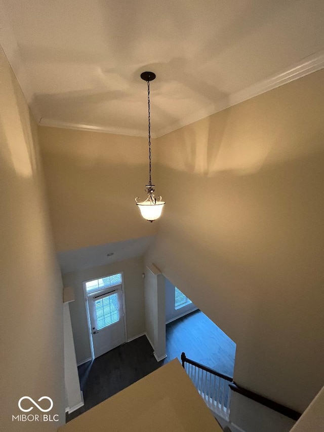 entrance foyer featuring lofted ceiling