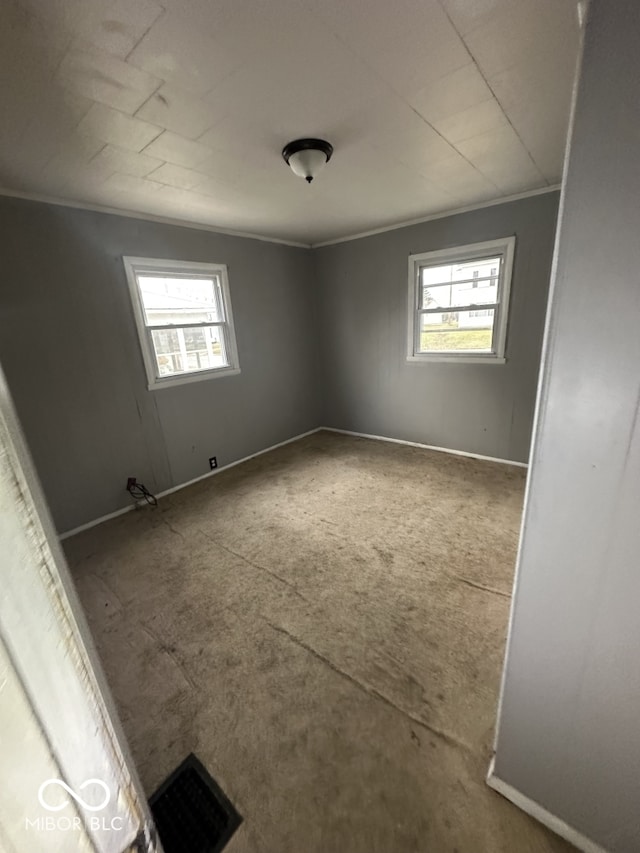 spare room featuring crown molding