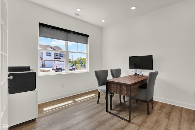 office area featuring hardwood / wood-style flooring