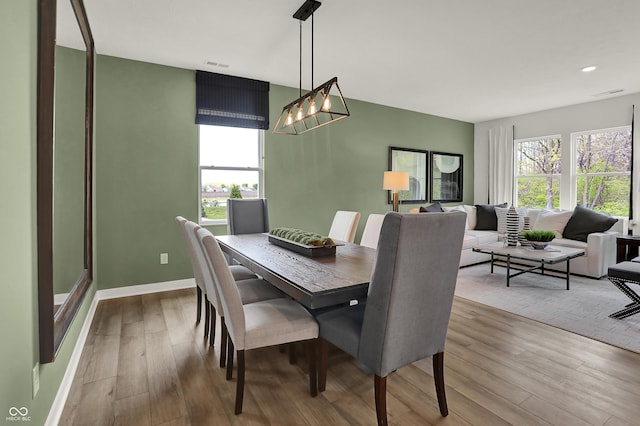 dining room with light hardwood / wood-style flooring