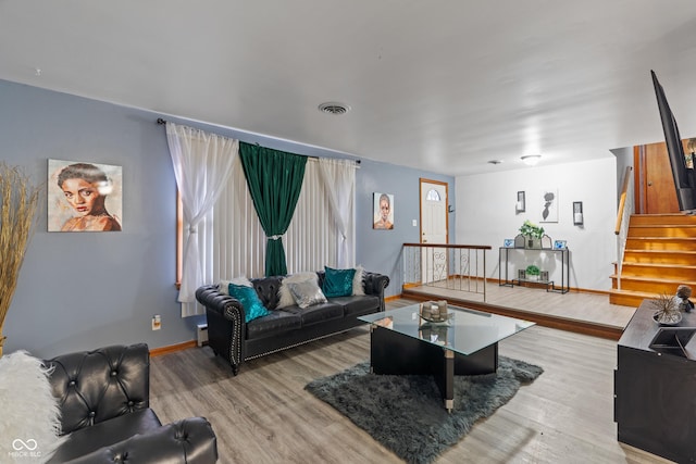 living room featuring light hardwood / wood-style floors