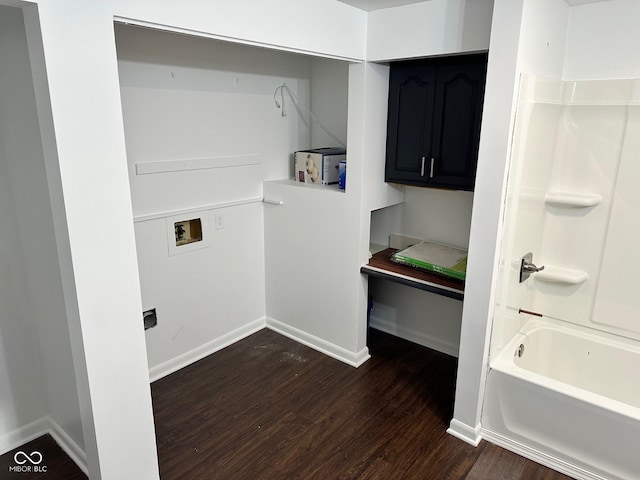 laundry area featuring hookup for a washing machine and dark hardwood / wood-style floors