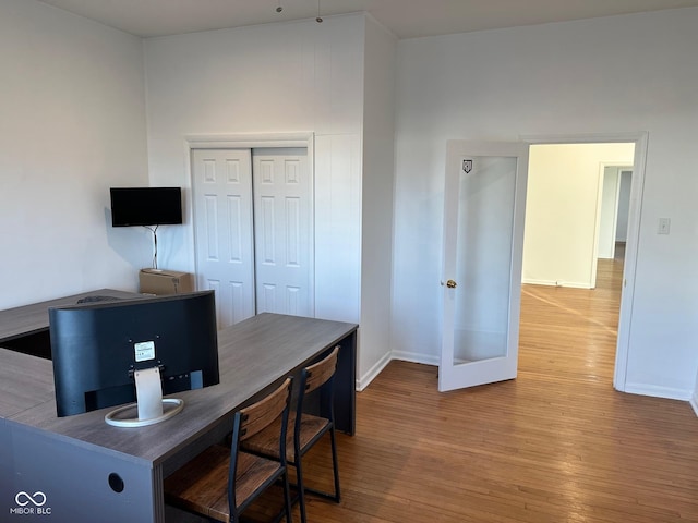 office area featuring wood-type flooring