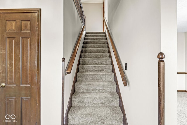 stairway with carpet floors