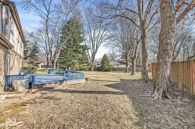 view of yard with a deck