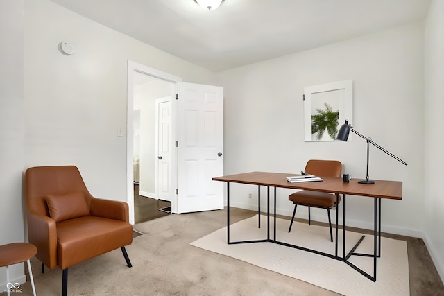 view of carpeted home office