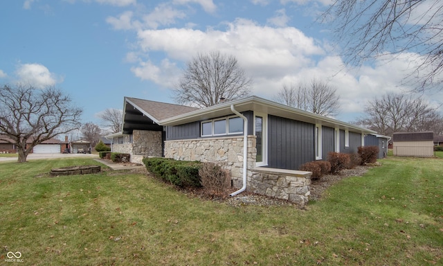 view of home's exterior with a lawn