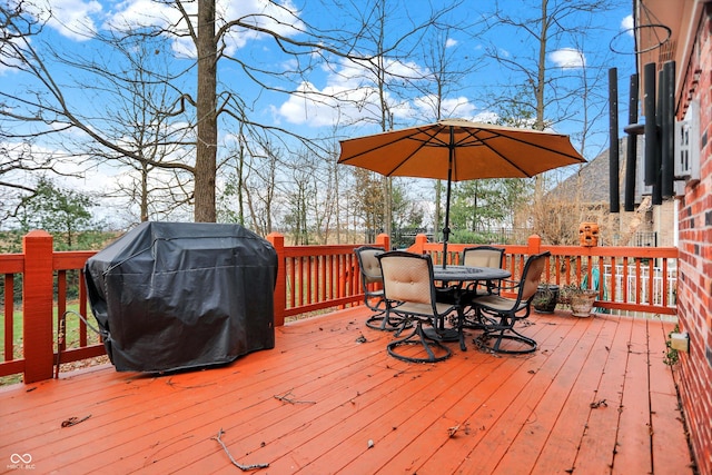 deck featuring grilling area